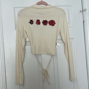 NWT urban outfitters open back roses long sleeve top